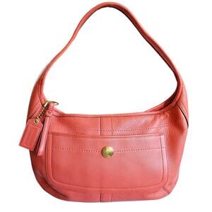 Y2k Coach Ergo Shoulder Bag Hobo Coral Leather  11612